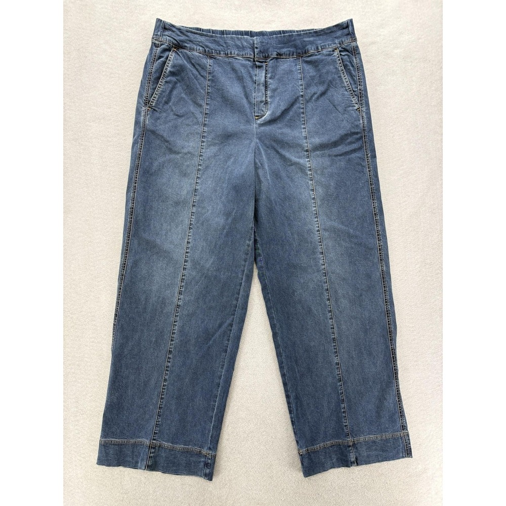 Calia Effortless Wide Leg Pants Womens XXL Blue Chambray Pull On Stretch Comfort